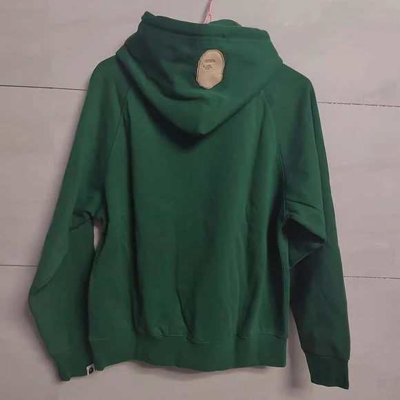 BAPE Logo Relaxed Fit Pullover Hoodie Green